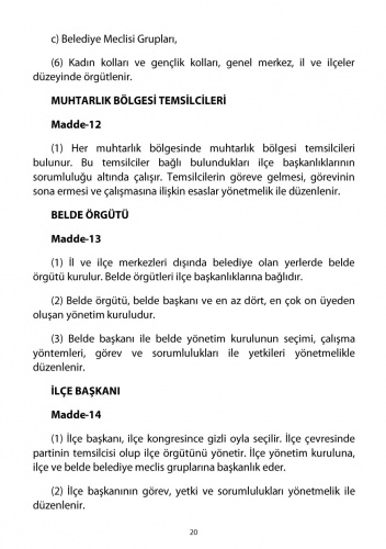 2018 CHP Tüzüğü 13