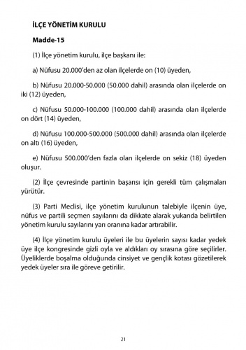 2018 CHP Tüzüğü 15
