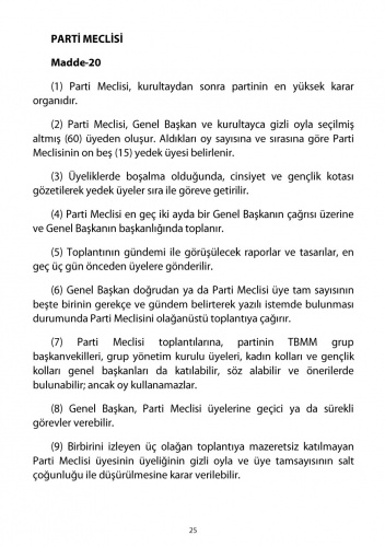 2018 CHP Tüzüğü 22