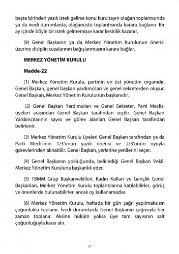 2018 CHP Tüzüğü 26