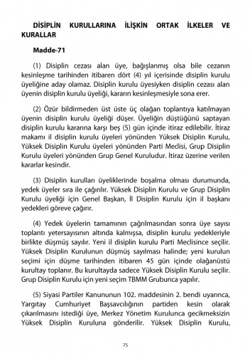 2018 CHP Tüzüğü 61