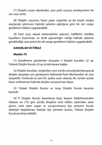 2018 CHP Tüzüğü 62