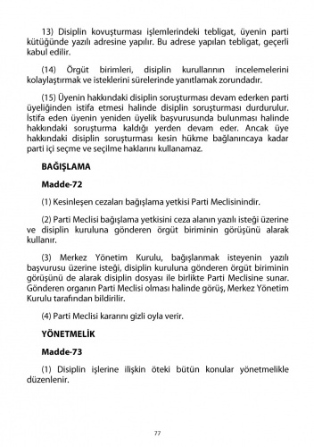 2018 CHP Tüzüğü 64