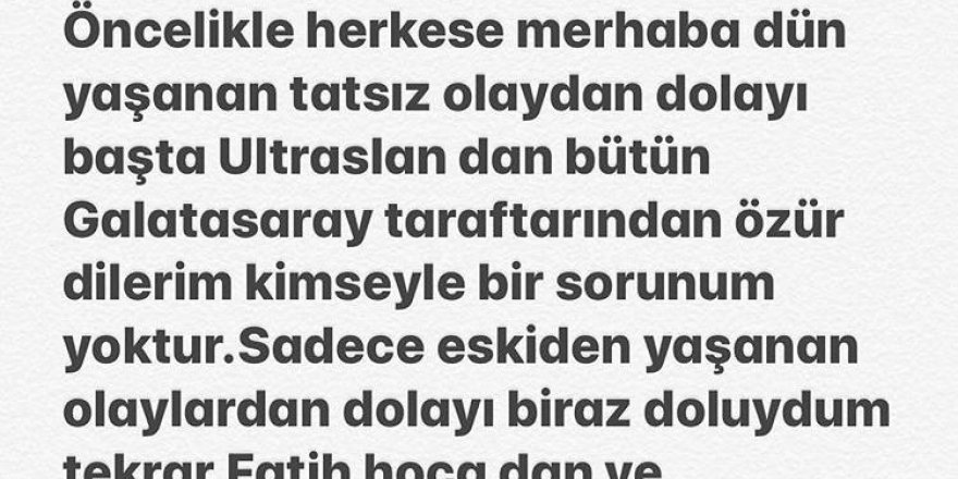 Gökhan Çıra, Fatih Terim’den Özür Diledi