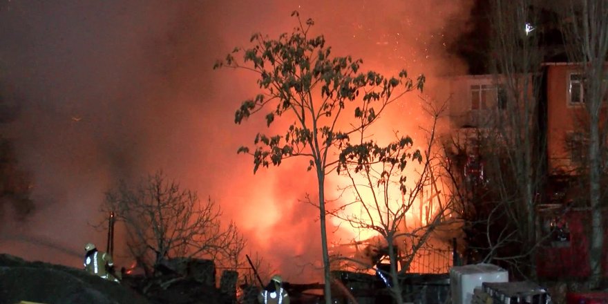 HURDALIK ALANDAKİ YANGIN 2 GECEKONDUYU KÜL ETTİ