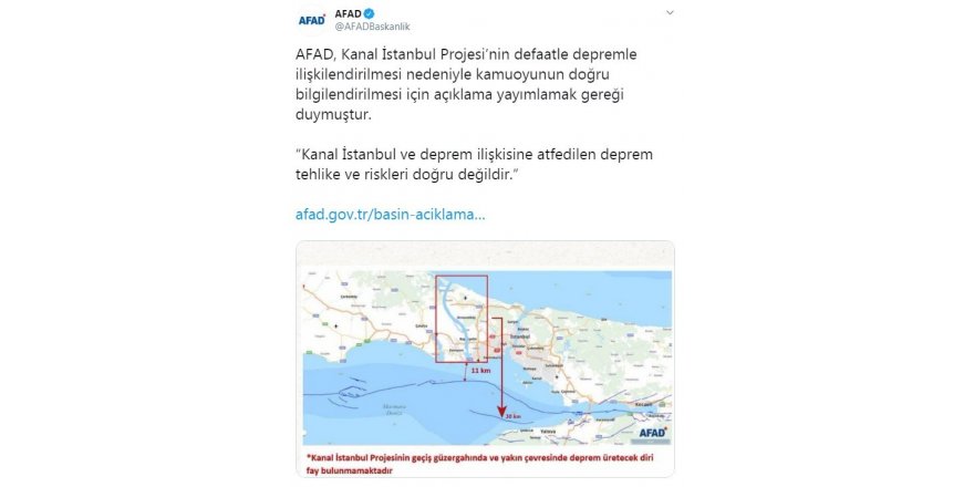 Afad: ”Kanal İstanbul Ve Deprem İlişkisine Atfedilen Deprem Tehlike Ve Riskleri Doğru Değildir”