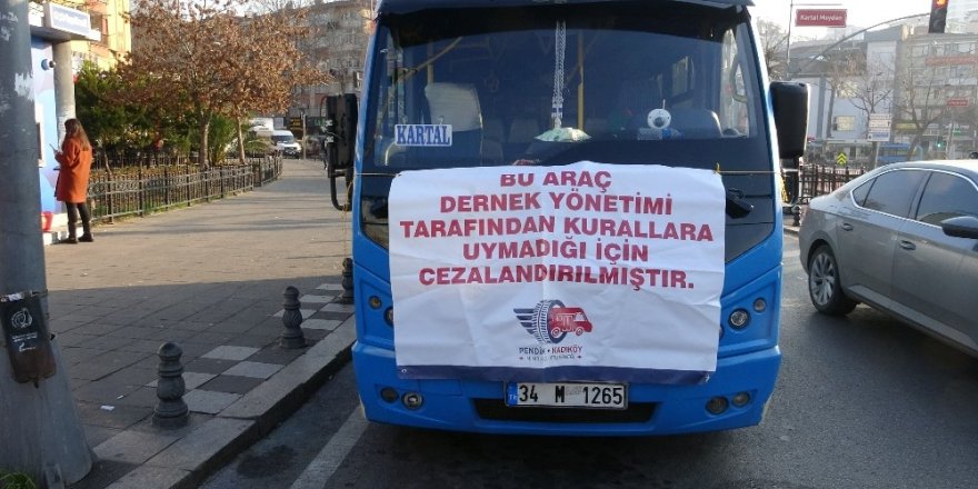 Pendik-kadıköy Hattında Kurallara Uymayan Minibüs Şoförlerine Pankartlı Ceza