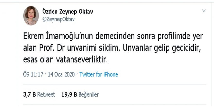 Prof. Dr. Özden Zeynep Oktav, İmamoğlu’na Tepki