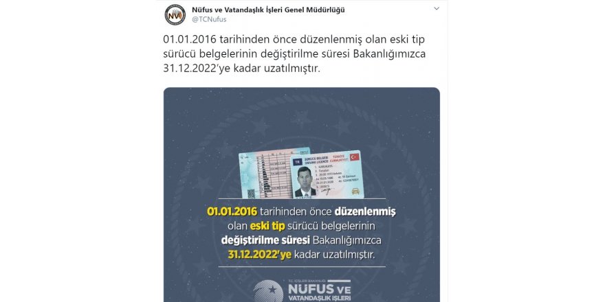 ESKİ TİP SÜRÜCÜ BELGELERİNİN DEĞİŞİM SÜRESİ UZATILDI