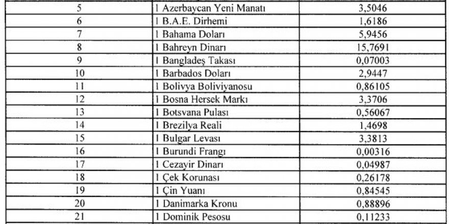 RG-BORSADA RAYİCİ OLMAYAN DÖVİZLERİN 2019 KURLARI BELİRLENDİ