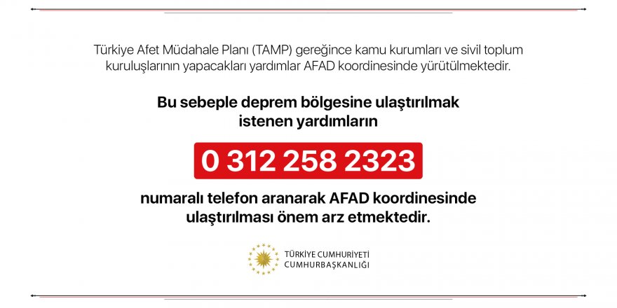 CUMHURBAŞKANLIĞI'NDAN 'DEPREM YARDIMLARI' AÇIKLAMASI