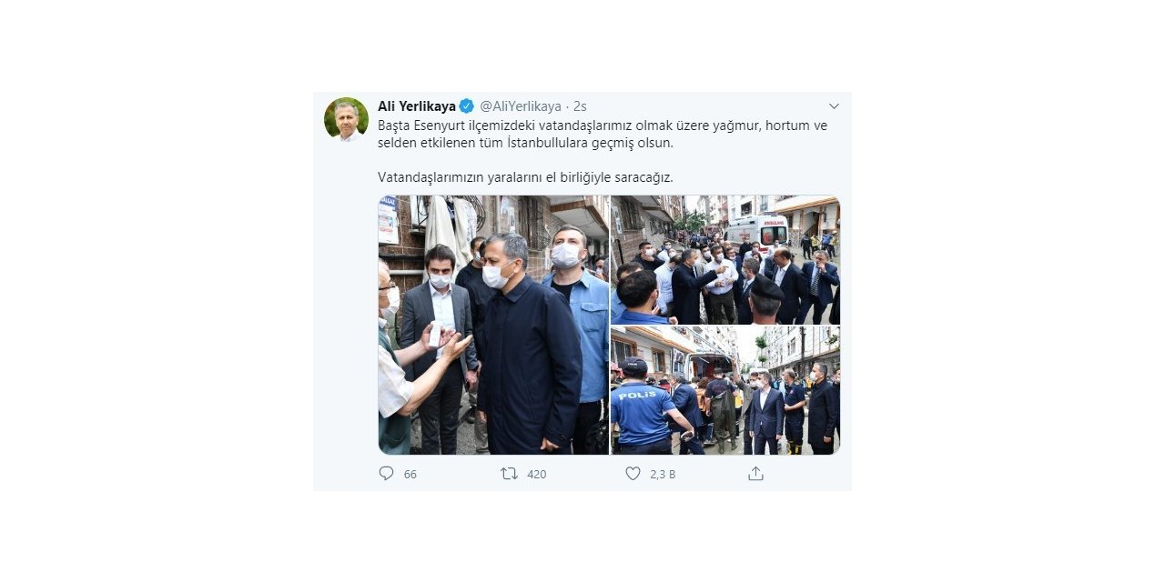 Vali Yerlikaya’dan Selden Etkilenen Vatandaşlara “geçmiş Olsun” Mesajı