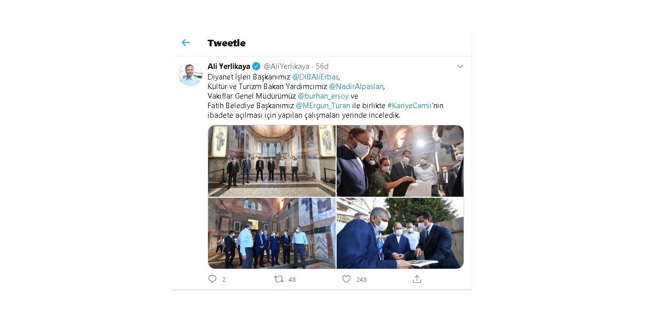 Vali Yerlikaya, Kariye Camii’nin İbadete Açılması İçin Yapılan Çalışmaları İnceledi