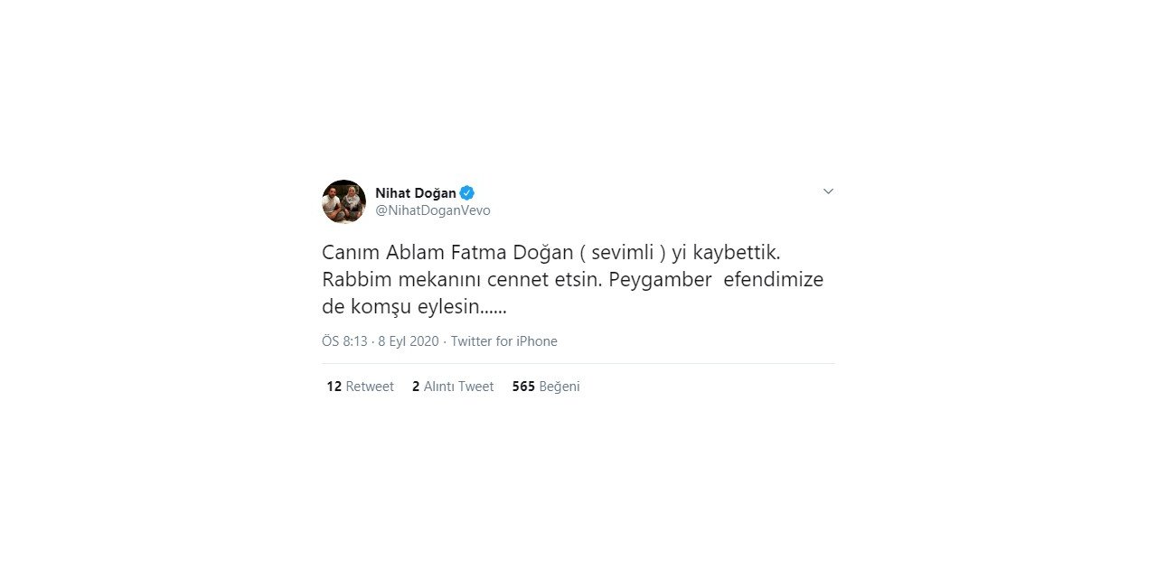 Nihat Doğan’ın Ablası Hayatını Kaybetti
