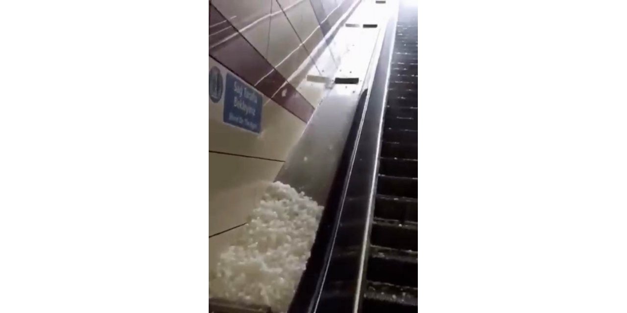 Ümraniye’de Metro İstasyonunun Yürüyen Merdivenleri Dolu Parçalarıyla Kaplandı