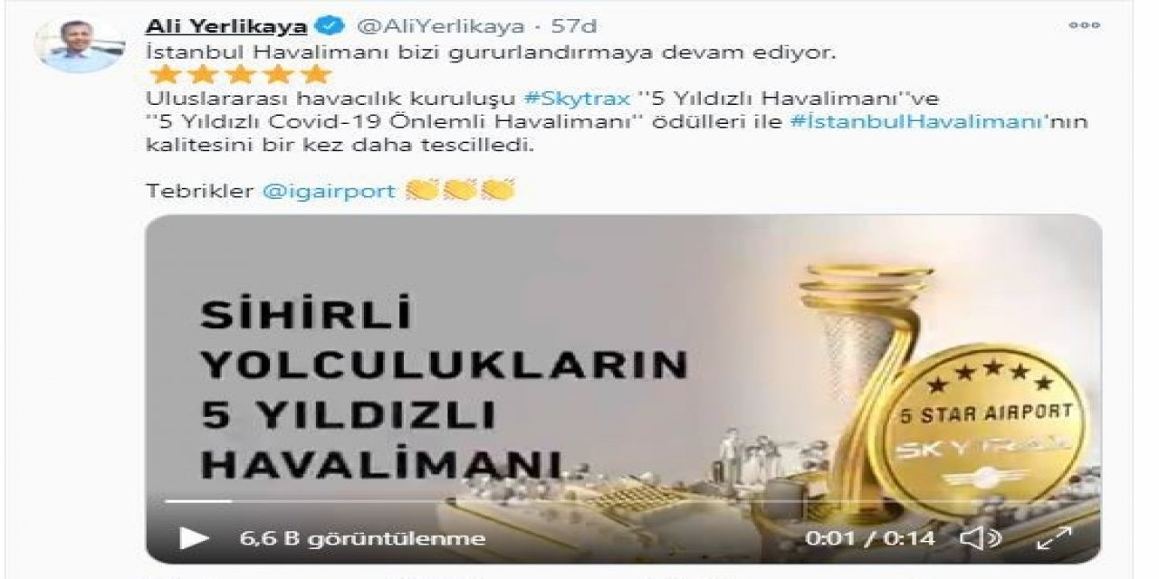 İstanbul Valisi Yerlikaya’dan İstanbul Havalimanı Paylaşımı