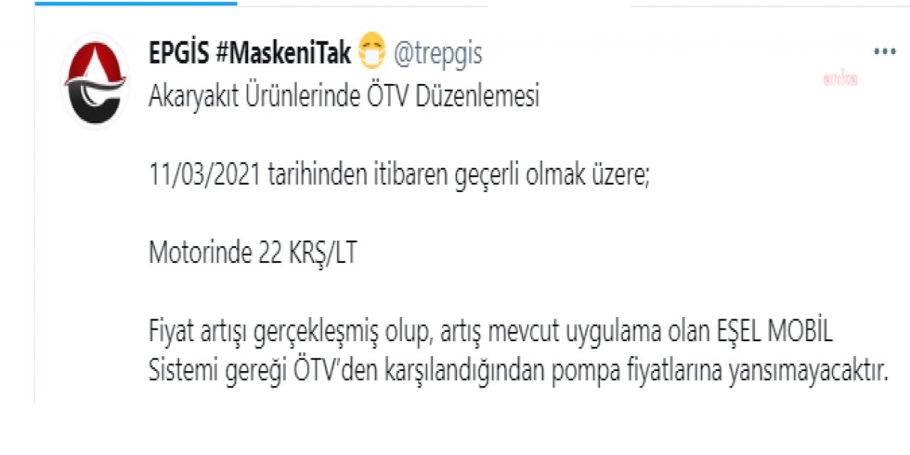MOTORİNE 22 KURUŞ ZAM GELECEK, FİYAT ARTIŞI POMPAYA YANSIMAYACAK