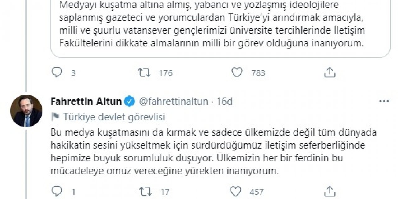 FAHRETTİN ALTUN'DAN BAHÇELİ'NİN ÇAĞRISINA DESTEK