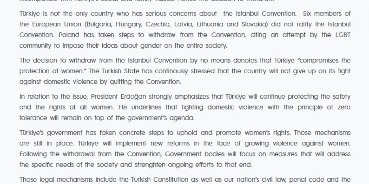 İLETİŞİM BAŞKANLIĞI: "İSTANBUL SÖZLEŞMESİ, EŞCİNSELLİĞİ NORMALLEŞTİRMEYE ÇALIŞAN BİR KESİM TARAFINDAN MANİPÜLE EDİLMİŞTİR"