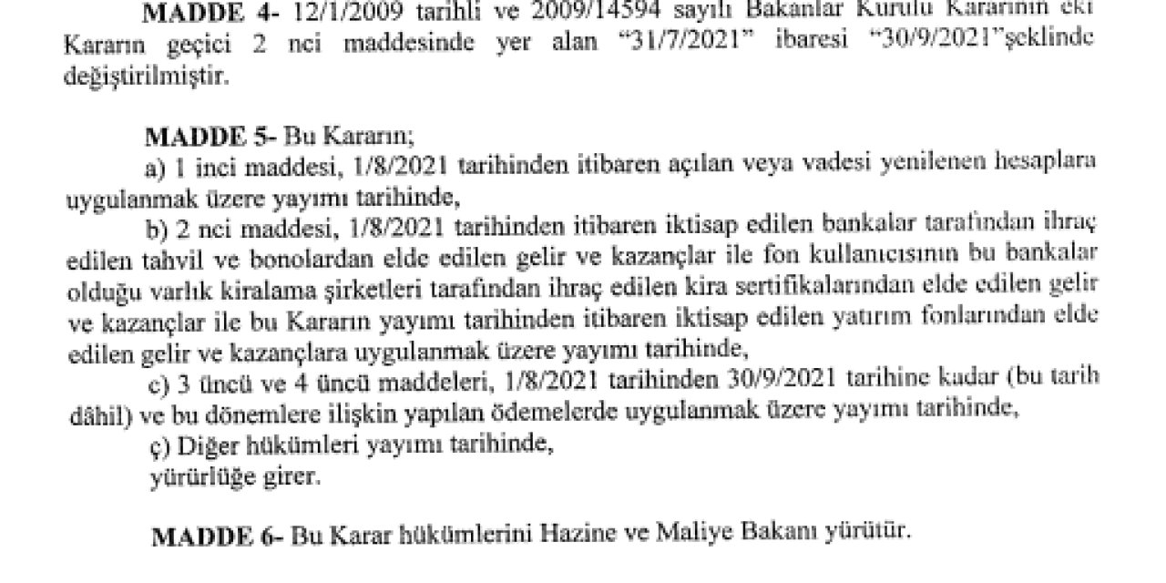 TÜRK LİRASI MEVDUAT DESTEĞİ UZATILDI