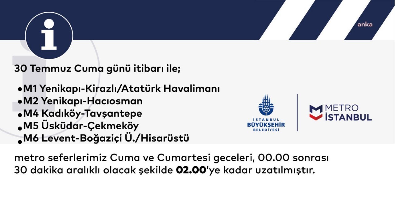 METRO İSTANBUL SEFERLERİNDE 'NORMALLEŞME' DEĞİŞİKLİĞİ