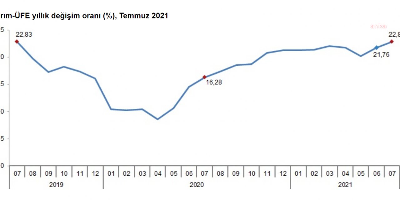 TARIM-ÜFE YILLIK YÜZDE 22,80 ARTTI