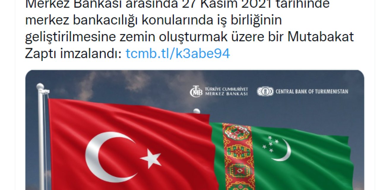 TCMB, TÜRKMENİSTAN MERKEZ BANKASI İLE MUTABAKAT ZAPTI İMZALADI