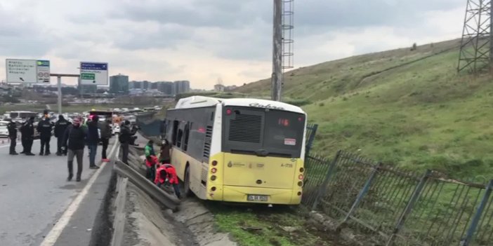 İETT OTOBÜSÜ YOLDAN ÇIKTI: 5 YARALI