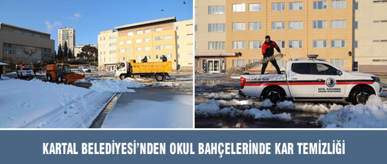 KARTAL BELEDİYESİ’NDEN OKUL BAHÇELERİNDE KAR TEMİZLİĞİ