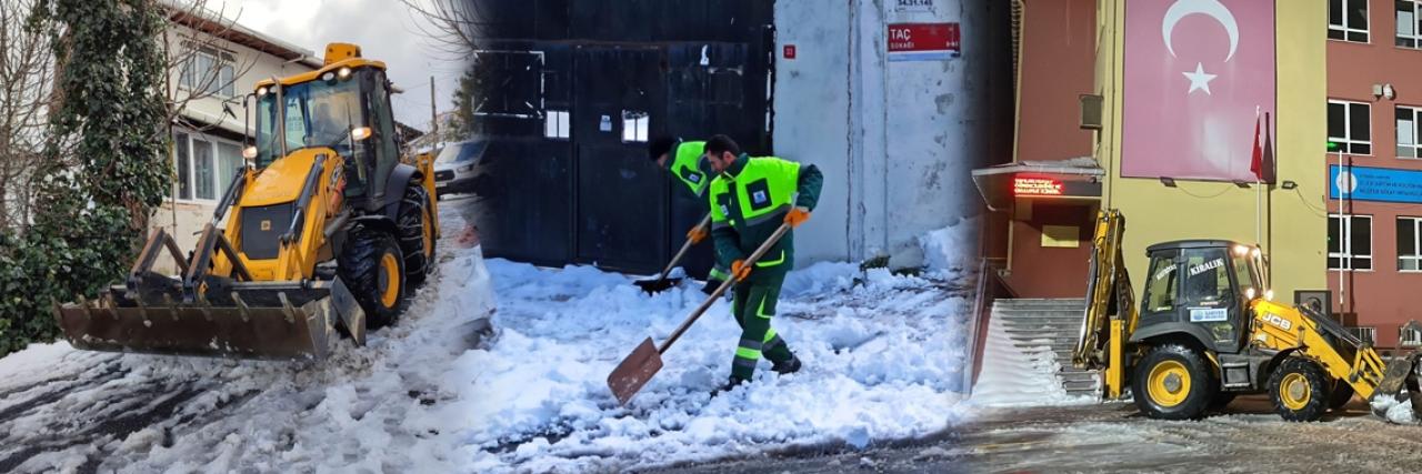 BELEDİYE EKİPLERİ GECE GÜNDÜZ SAHADA