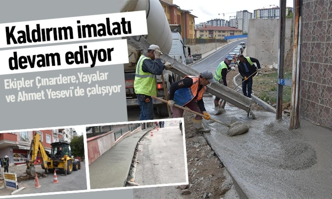 İlçe genelinde kaldırım imalatı sürüyor