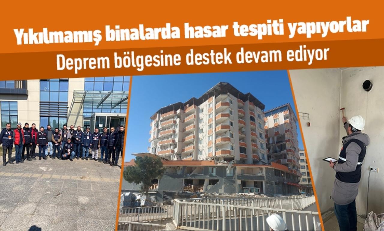 Yıkılmamış binalarda hasar tespiti yapıyorlar