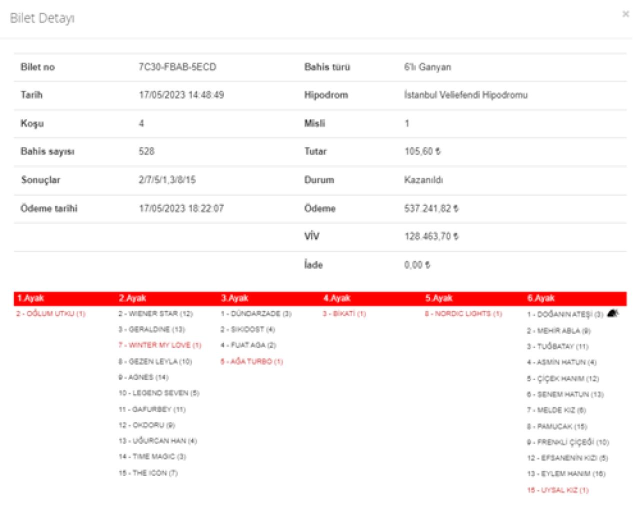 İstanbul’da 2. 6’lı Ganyan’ı 6 kişi bildi