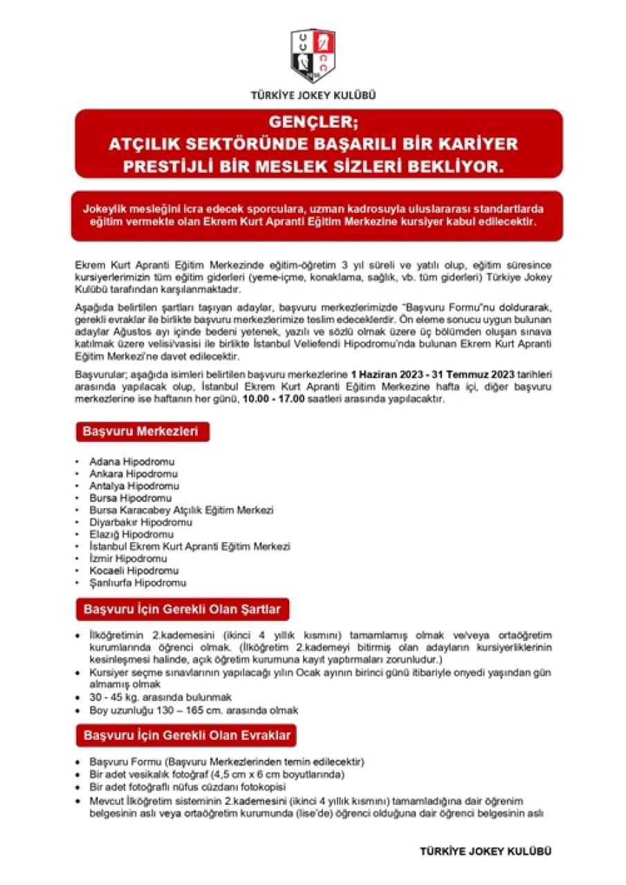 Apranti Eğitim Merkezine kursiyer adaylarının müracaatlarının kabulü 1 Haziran’da başlıyor