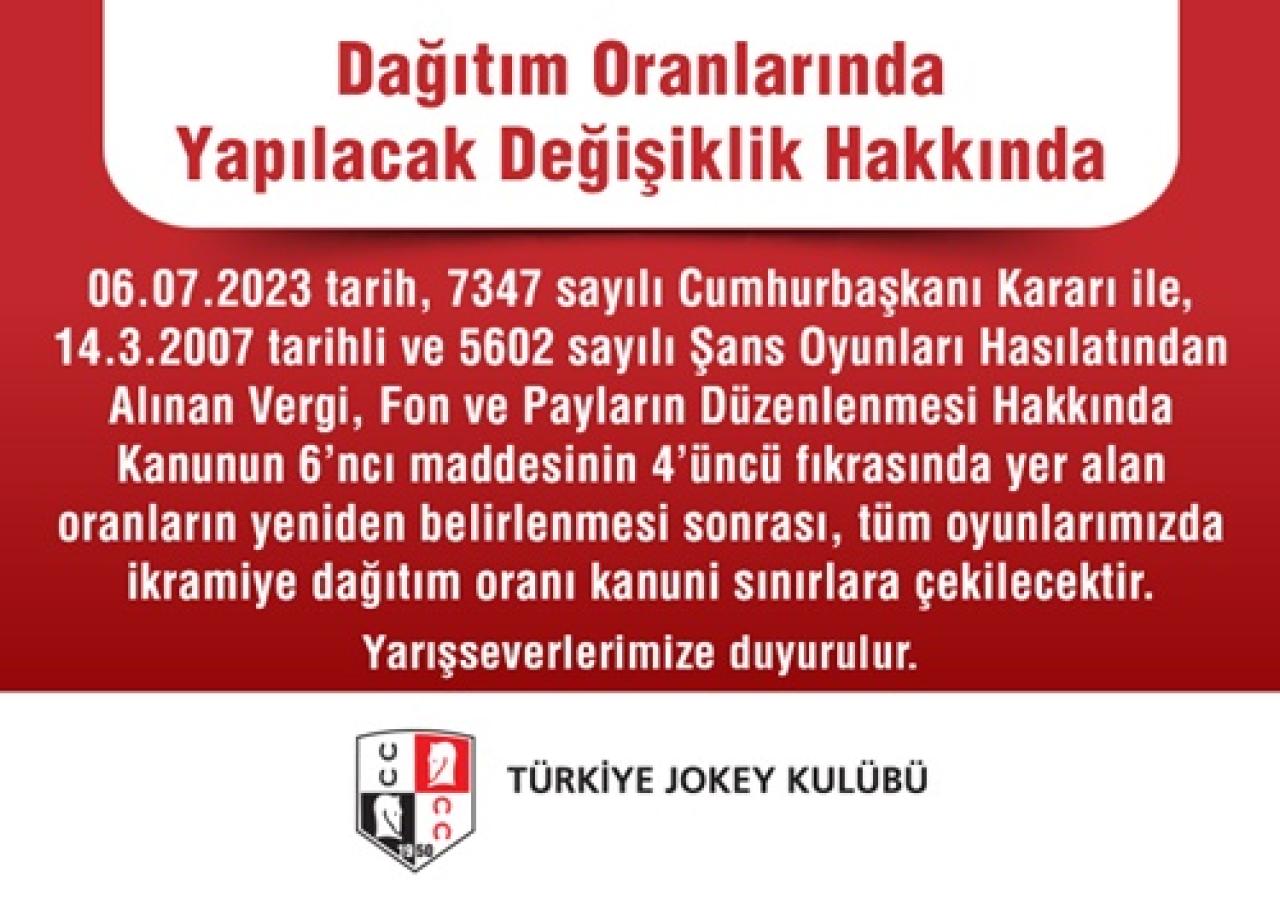Dağıtım oranlarında yapılacak değişiklik hakkında