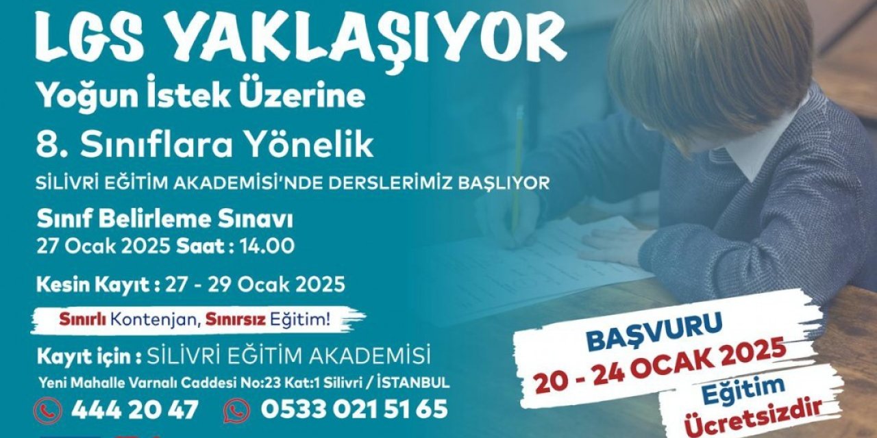 SİLİVRİ BELEDİYESİNDEN ÜCRETSİZ LGS DERSLERİ
