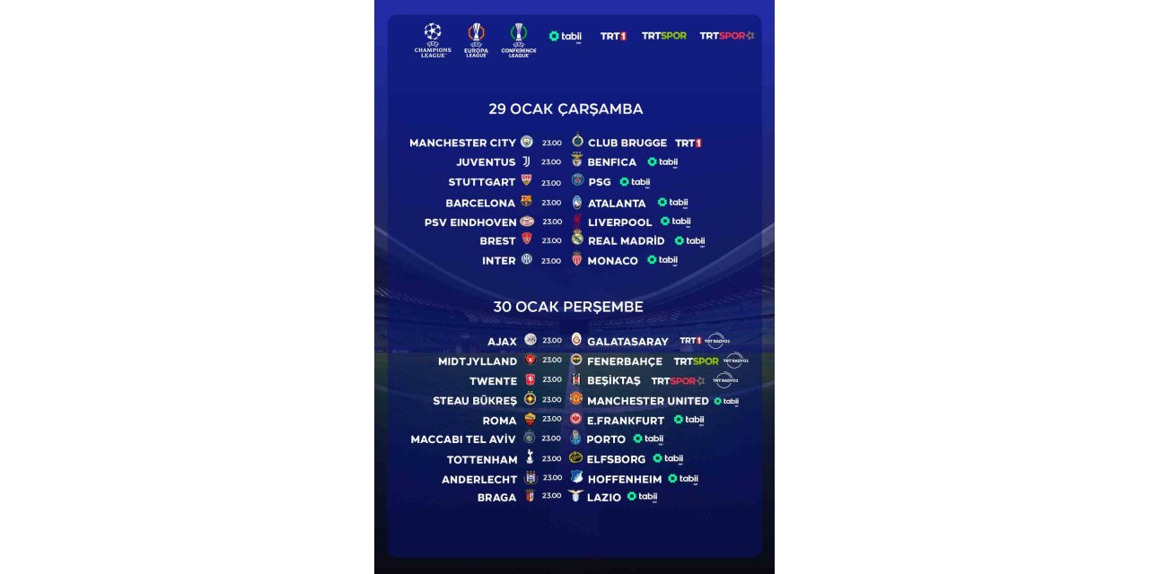 TRT’DE 2 GÜNDE 16 UEFA MAÇI CANLI YAYINLANACAK