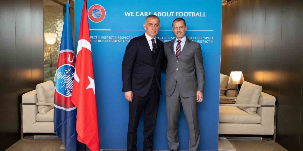 TFF BAŞKANI HACIOSMANOĞLU, UEFA BAŞKANI CEFERİN İLE BULUŞTU