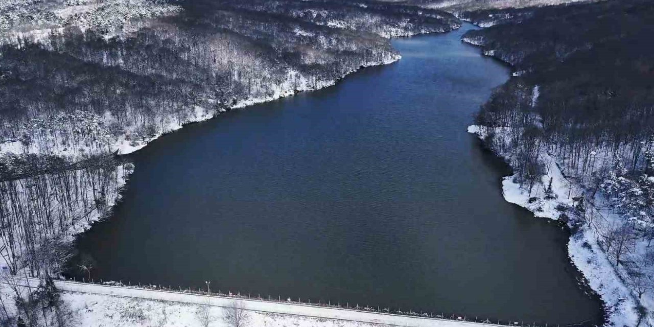 BEYAZA BÜRÜNEN GÖKTÜRK TABİAT PARKI HAVADAN GÖRÜNTÜLENDİ