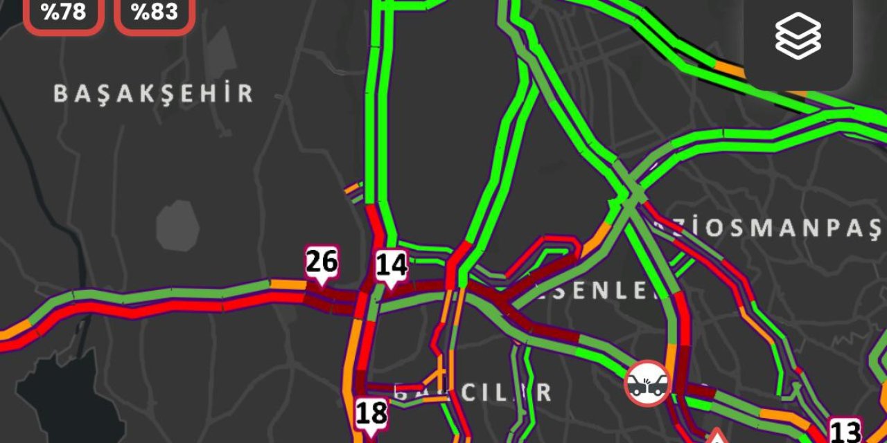 İSTANBUL’DA TRAFİK YOĞUNLUĞU YÜZDE 80’E ULAŞTI