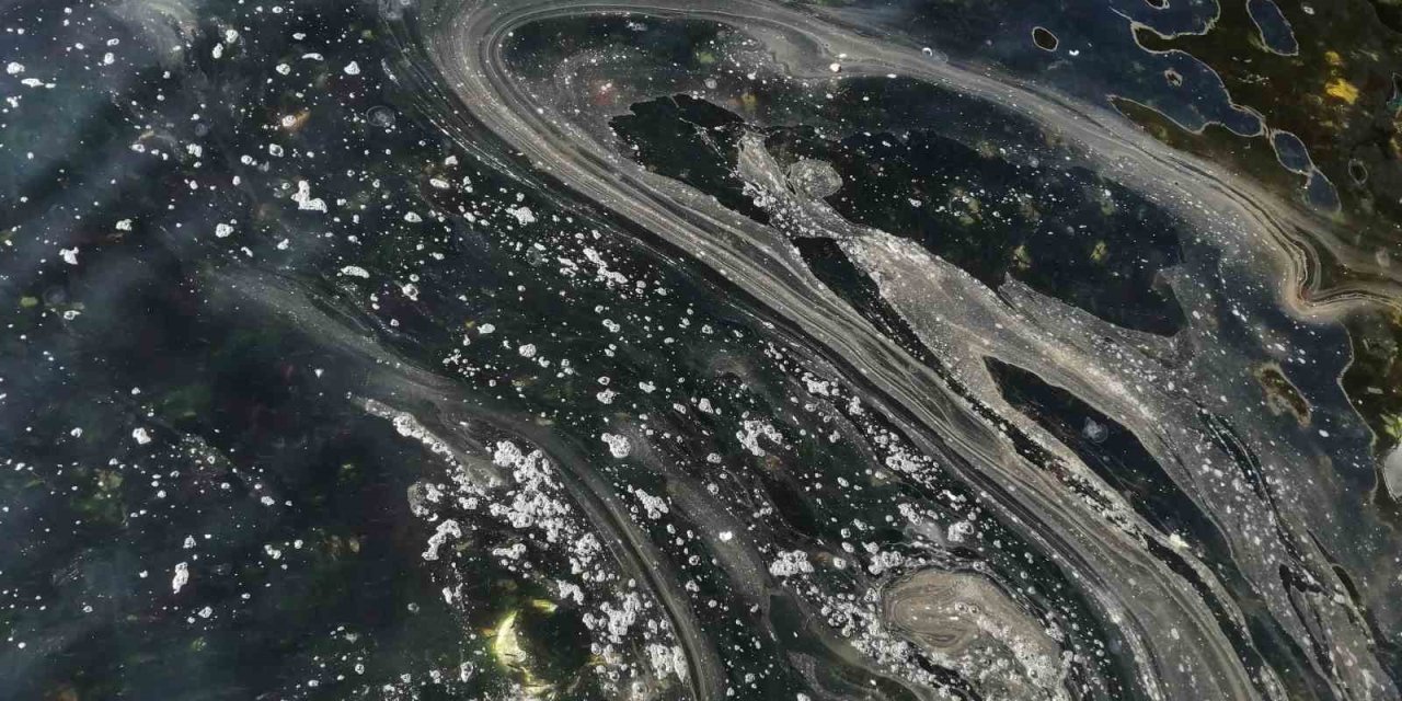 MODA SAHİLİ’NDE GÖRÜLEN DENİZANASI MÜSİLAJI HAVADAN GÖRÜNTÜLENDİ