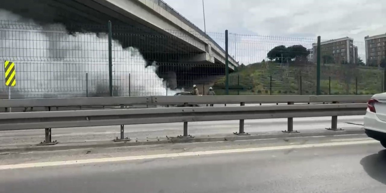 LÜKS OTOMOBİL ALEVLERE TESLİM OLDU, D-100 KARAYOLU TRAFİĞE KAPANDI