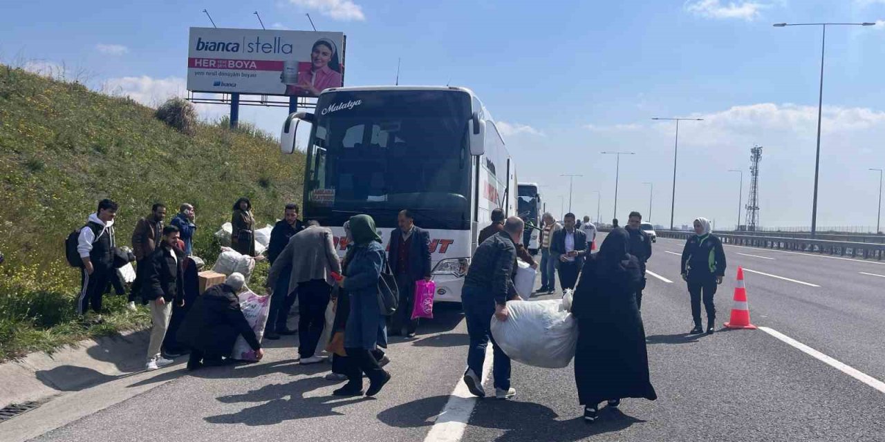 KUZEY MARMARA OTOYOLU’NDA YOLCU OTOBÜSÜNDE YANGIN