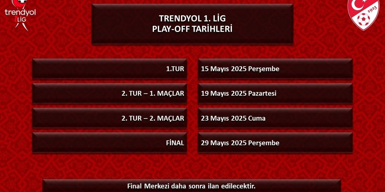 TFF, 2024-2025 SEZONU PLAY-OFF TARİHLERİNİ AÇIKLADI