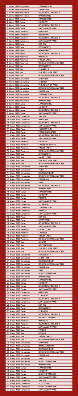 Mayıs ayı yurt dışı yarış takvimi belli oldu