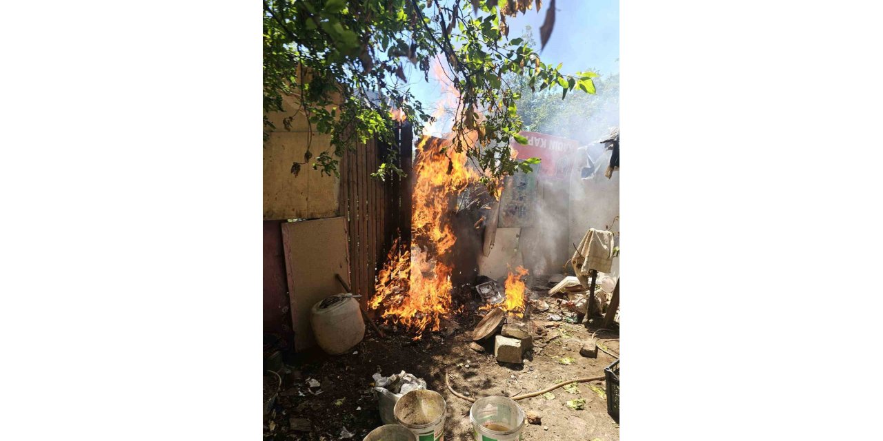 ŞİŞLİ’DE CAM KIRIĞI MERCEK OLDU, EVİN BAHÇESİNİ YAKTI