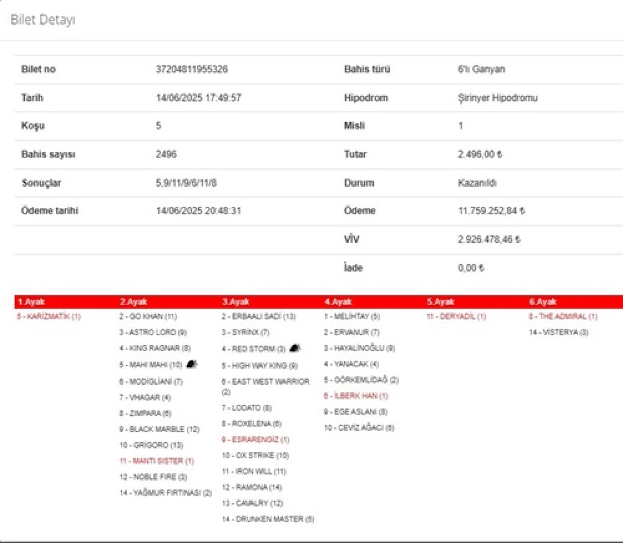 İzmir’de 2. 6’lı Ganyan'ı 1 kişi bildi