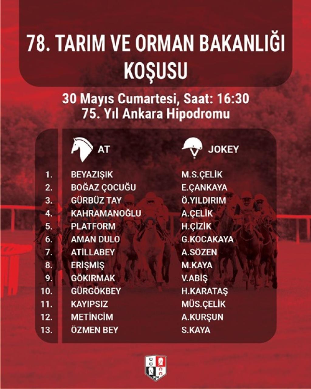 78. Tarım ve Orman Bakanlığı Koşusu Cumartesi günü Ankara'da düzenlenecek