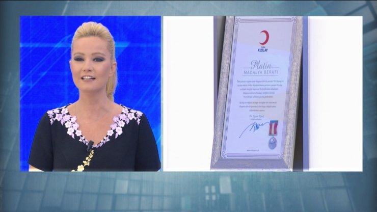 Müge Anlı’ya Kızılay’dan Platin Madalya