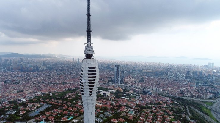ÇAMLICA KULESİ’NDE GELİNEN SON DURUM HAVADAN GÖRÜNTÜLENDİ
